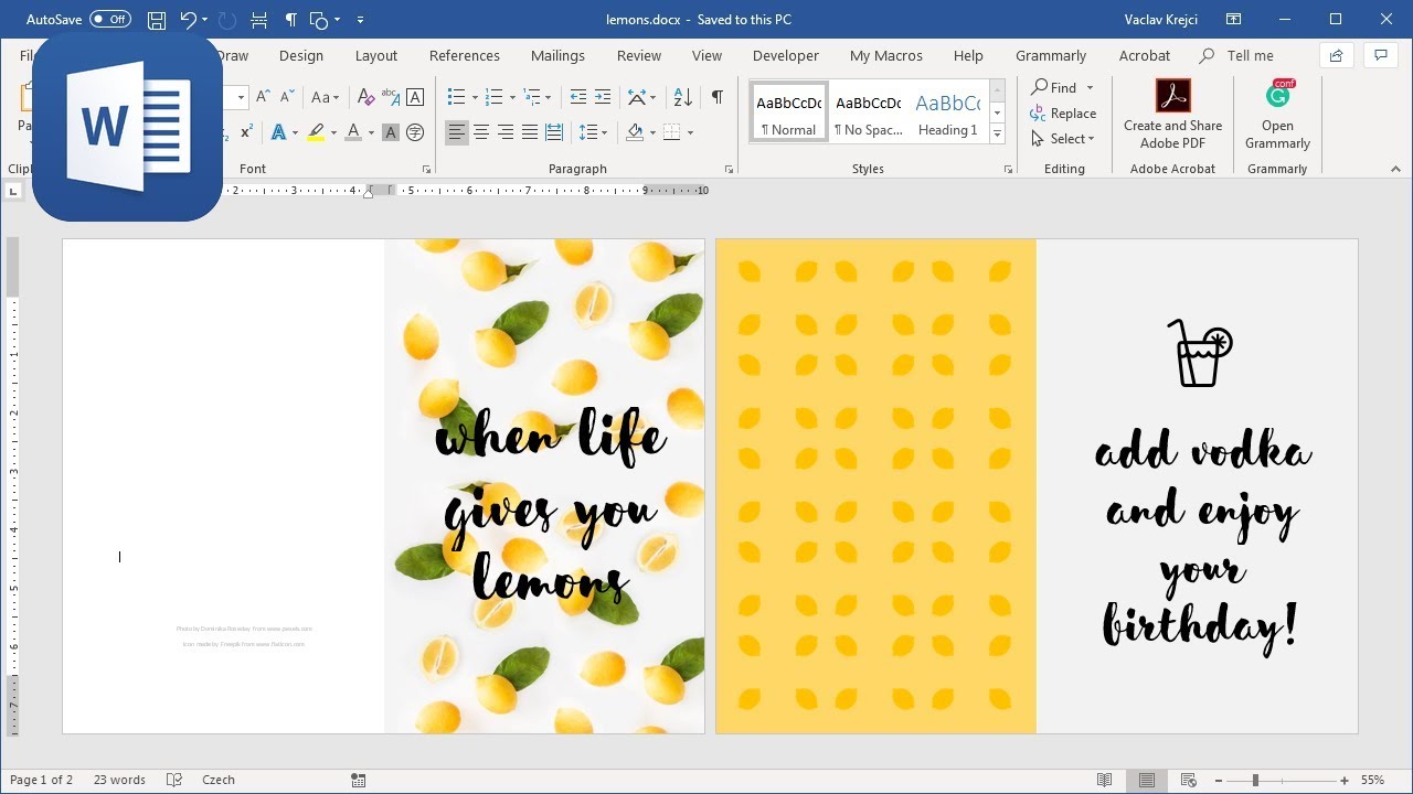 Greeting Card In Microsoft Word